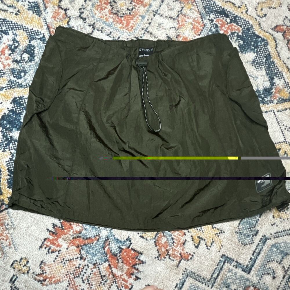 iets frans Olive Nylon Parachute Mini Skirt Drawstring Womens M Urban Outfitters
